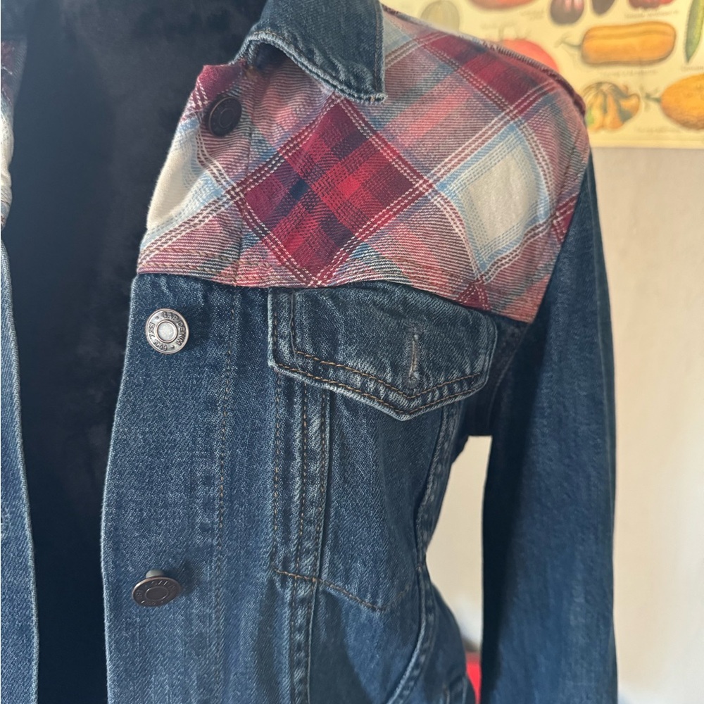 Pendleton Blue and Red Jean Jacket with Plaid Accents